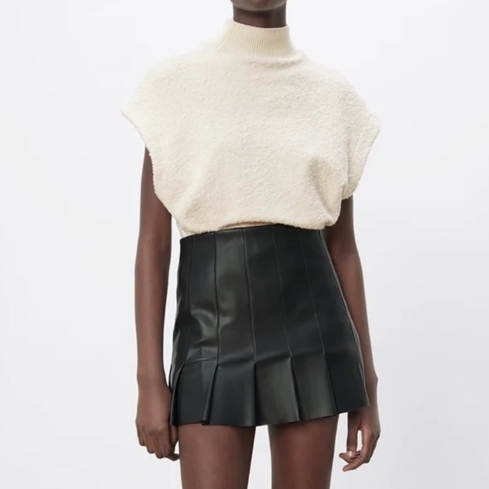 Zara faux leather box pleat mini skirt